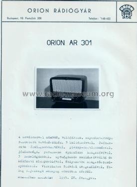 AR 301; Orion; Budapest (ID = 2236404) Radio