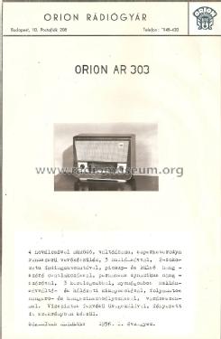 AR 303; Orion; Budapest (ID = 1520592) Radio
