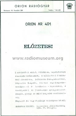 AR 401; Orion; Budapest (ID = 2182326) Radio