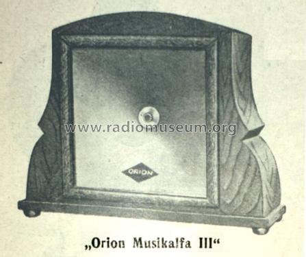 Musikalfa III ; Orion; Budapest (ID = 1602491) Speaker-P