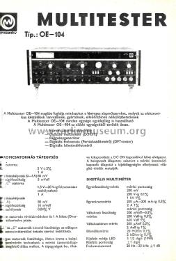 Digital Multitester OE-104; Orvosi Müszer (ID = 2914137) Equipment