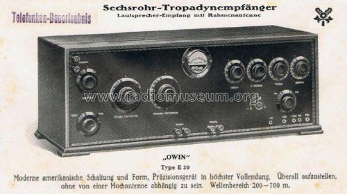 Superhet E20; Owin; Hannover (ID = 1797449) Radio