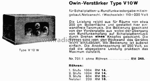 Kraftverstärker V10W; Owin; Hannover (ID = 1263269) Radio