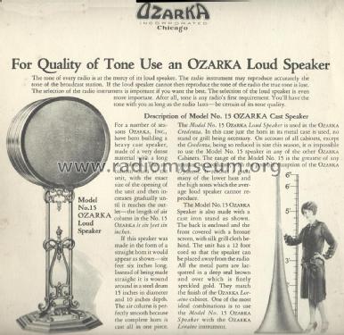 Ozarka Cast Speaker Model No. 15; Ozarka Inc.; Chicago (ID = 2087727) Parlante