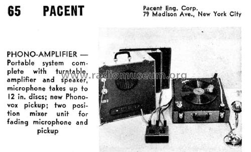 Phono Amplifier ; Pacent, New York (ID = 1054221) Ampl/Mixer