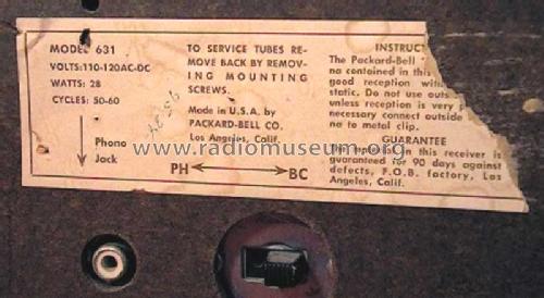 631 ; Packard Bell Co.; (ID = 237456) Radio