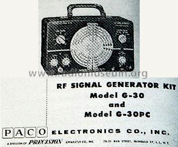 G-30 RF Signal Generator; PACO Electronics Co. (ID = 401506) Equipment