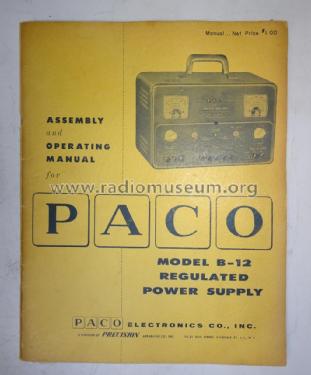 Regulated Power Supply B-12; PACO Electronics Co. (ID = 2602484) Equipment