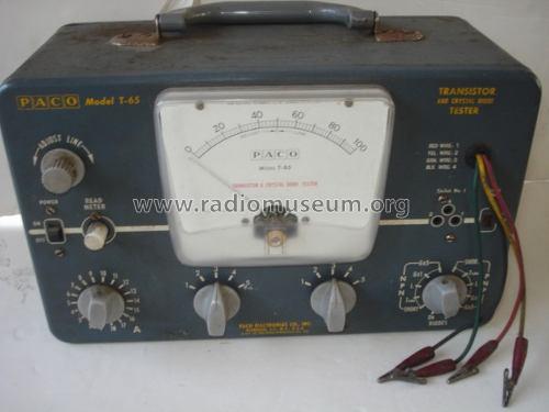 Transistor and Diode Tester T-65; PACO Electronics Co. (ID = 1327798) Equipment