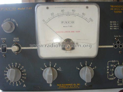 Transistor and Diode Tester T-65; PACO Electronics Co. (ID = 1327799) Ausrüstung