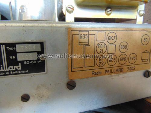 7604 Phono Ch= 7603; Paillard AG; St. (ID = 2088622) Radio