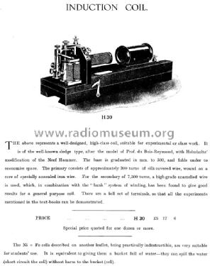 Induction Coil with Interrupter H 31 ; Palmer London Ltd., (ID = 1132495) Equipment