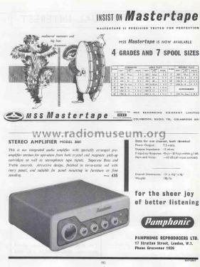 Stereo Amplifier 3001; Pamphonic (ID = 2835314) Ampl/Mixer