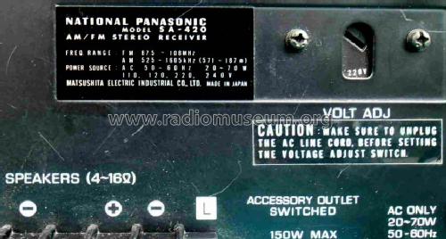 AM/FM Stereo Receiver SA-420; Panasonic, (ID = 1663229) Radio