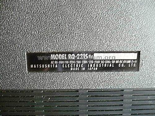 Cassette Tape Recorder RQ-221S; Panasonic, (ID = 2938358) R-Player