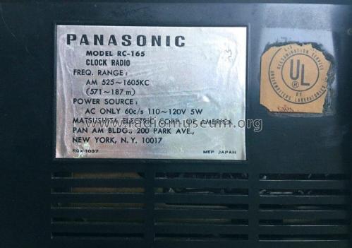 Clock Radio RC-165; Panasonic, (ID = 2516659) Radio