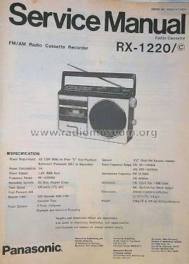 FM-AM 2-Band Radio Cassette Recorder RX-1220; Panasonic, (ID = 2823837) Radio