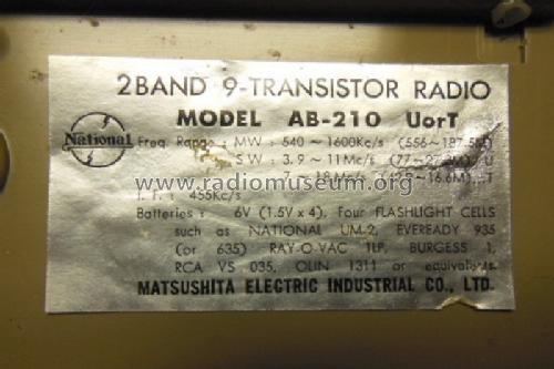 National 2 Band Transistor 9 AB-210 U; Panasonic, (ID = 1689857) Radio