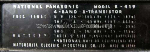 National Panasonic 4-Band R-419; Panasonic, (ID = 2766747) Radio