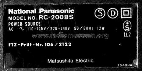 National Panasonic RC-200BS; Panasonic, (ID = 2932269) Radio