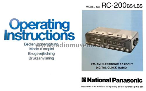 National Panasonic RC-200BS Radio Panasonic, Matsushita, National