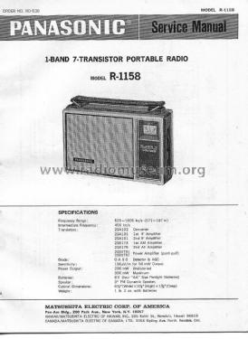Panasonic 7 Transistor Super 7 R-1158; Panasonic, (ID = 2830805) Radio