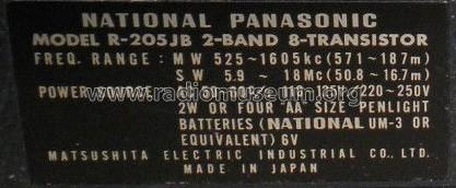 Panasonic 8 AC-Battery - 2-Band 8-Transistor R-205JB; Panasonic, (ID = 1656806) Radio