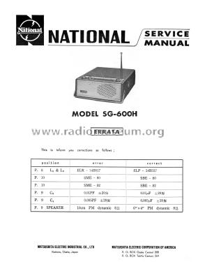 Portable Radio-Phonograph SG-600 or SG-600H; Panasonic, (ID = 2834653) Radio