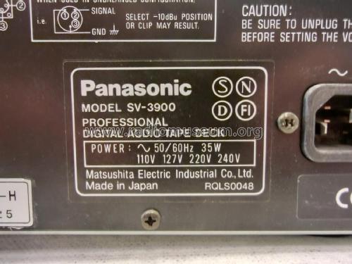 Professional Digital Audio Tape Deck SV-3900 EG; Panasonic, (ID = 3090121) R-Player