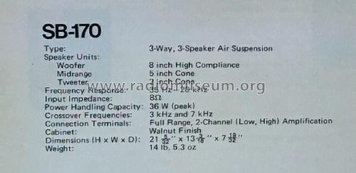 3-Way Speaker System SB-170; Panasonic, (ID = 2702802) Parleur