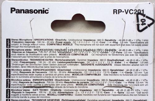 Stereo Microphone RP-VC201; Panasonic, (ID = 1769269) Microfono/PU