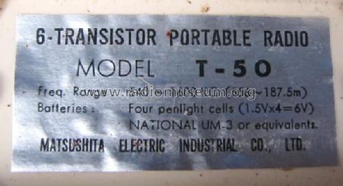 Super Sensitive 6 Transistor Portable Radio T-50; Panasonic, (ID = 1641400) Radio