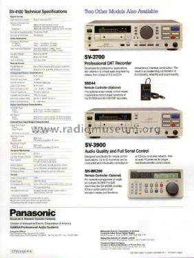 Professional DAT Recorder SV-4100; Panasonic, (ID = 3084481) R-Player