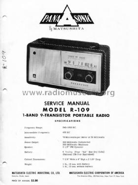 1 Band 9 Transistor Portable Radio R-109 Radio Panasonic