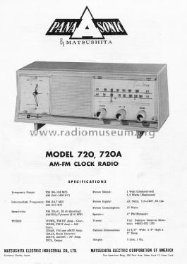 Panasonic FM-AM 2-Band Receiver 720; Panasonic, (ID = 1526030) Radio