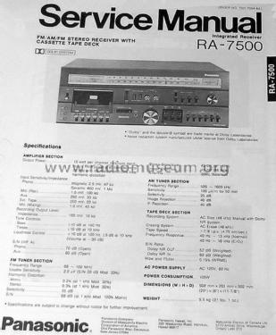 Integrated Receiver RA-7500; Panasonic, (ID = 1526347) Radio