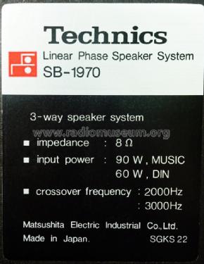 Linear Phase Speaker System SB-1970; Panasonic, (ID = 811746) Speaker-P