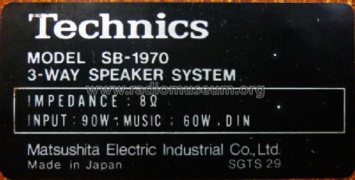 Linear Phase Speaker System SB-1970; Panasonic, (ID = 811747) Speaker-P