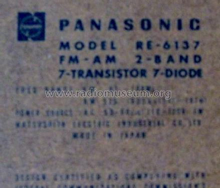 RE-6137 Ch= RQX-122-1; Panasonic, (ID = 1263693) Radio