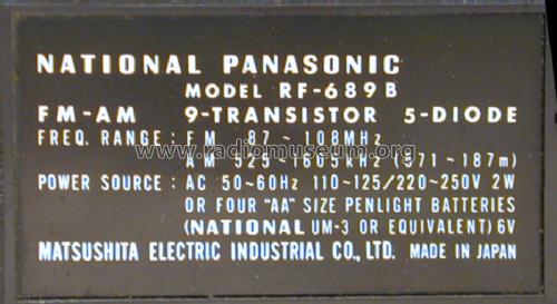 National Panasonic RF-689B; Panasonic, (ID = 1358876) Radio