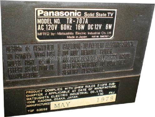 Solid State TV TR-707A Ch= T801; Panasonic, (ID = 685763) Television