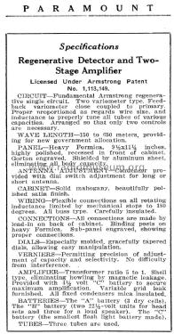 Regenerative Radio Receiver Junior; Paramount Radio Co. (ID = 1263896) Radio