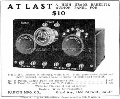 Audion Control Panel No. 30; Parkin Manufacturing (ID = 2133096) mod-pre26