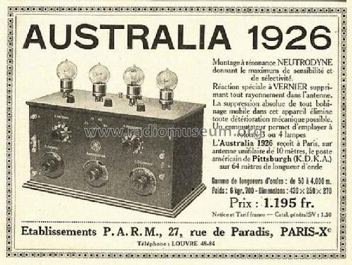 Australia 4000 ; PARM P.A.R.M.; Paris (ID = 992552) Radio