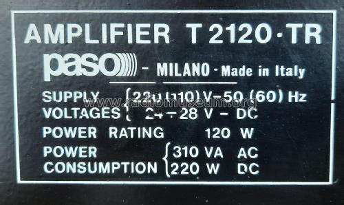 AC-DC Emergency Solid State Amplifier T2120; PASO S.p.A.; Lainate (ID = 2917507) Ampl/Mixer