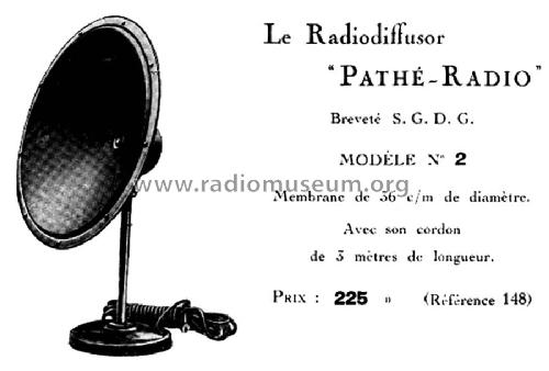 Radiodiffusor Modèle No. 2; Pathé Radio, Pathé (ID = 1959479) Speaker-P