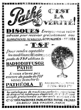 Radiodiffusor Modèle No. 2; Pathé Radio, Pathé (ID = 1959480) Speaker-P