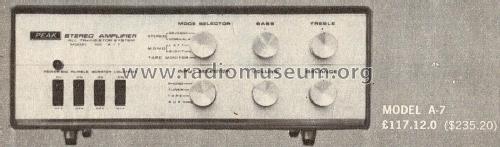 Stereo Amplifier A-7; Peak brand, H. Rowe (ID = 2842273) Verst/Mix