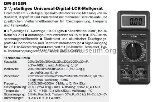 LCR Digital Multimeter 5105N; PeakTech GmbH, Heinz (ID = 1895395) Equipment