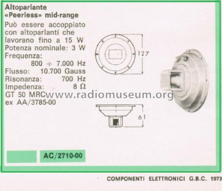 Mid-Range Speaker GT 50 MRC; Peerless Fabrikkerne (ID = 3107987) Lautspr.-K